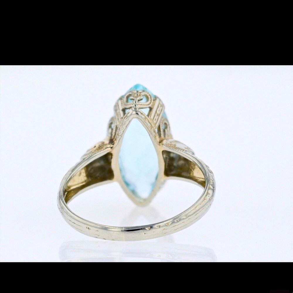 18k ART DECO FILIGREE SETTING WITH A 2.5ct NATURAL AQUAMARINE 💧 - Picture 4 of 6
